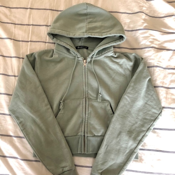 Brandy Melville Tops - Seafoam green crystal cropped hoodie